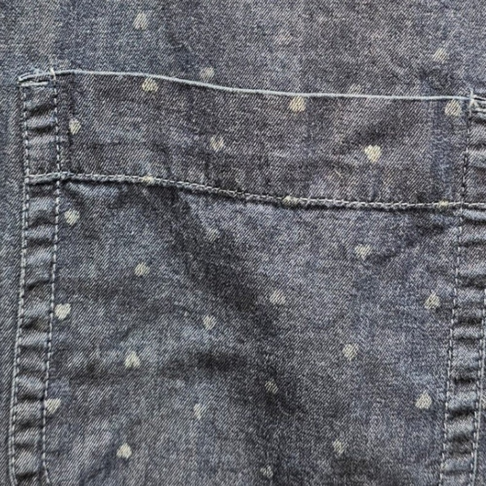 Ann Taylor LOFT Softened Denim Shirt Blue Heart Print Button Down Women S Layer - Picture 5 of 7